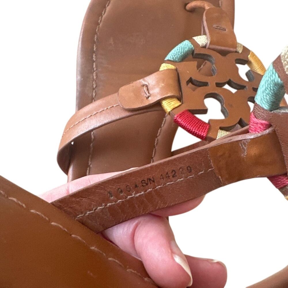 Tory Burch Miller Wrapped Logo Sandals Vachetta Multi Size 8 - Picture 7 of 13